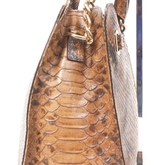 NEW Michael Kors Tobacco Leather Python Bag - Picture 4 of 8